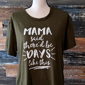 Women's XL olive green and white t-shirt